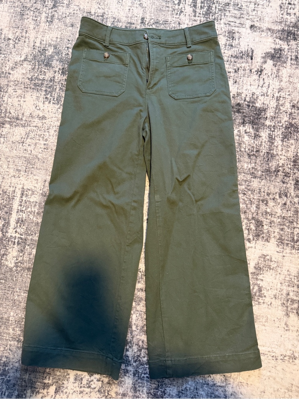 LOFT “The Palmer” Cropped Wide Leg Pants Olive Green - Size 4